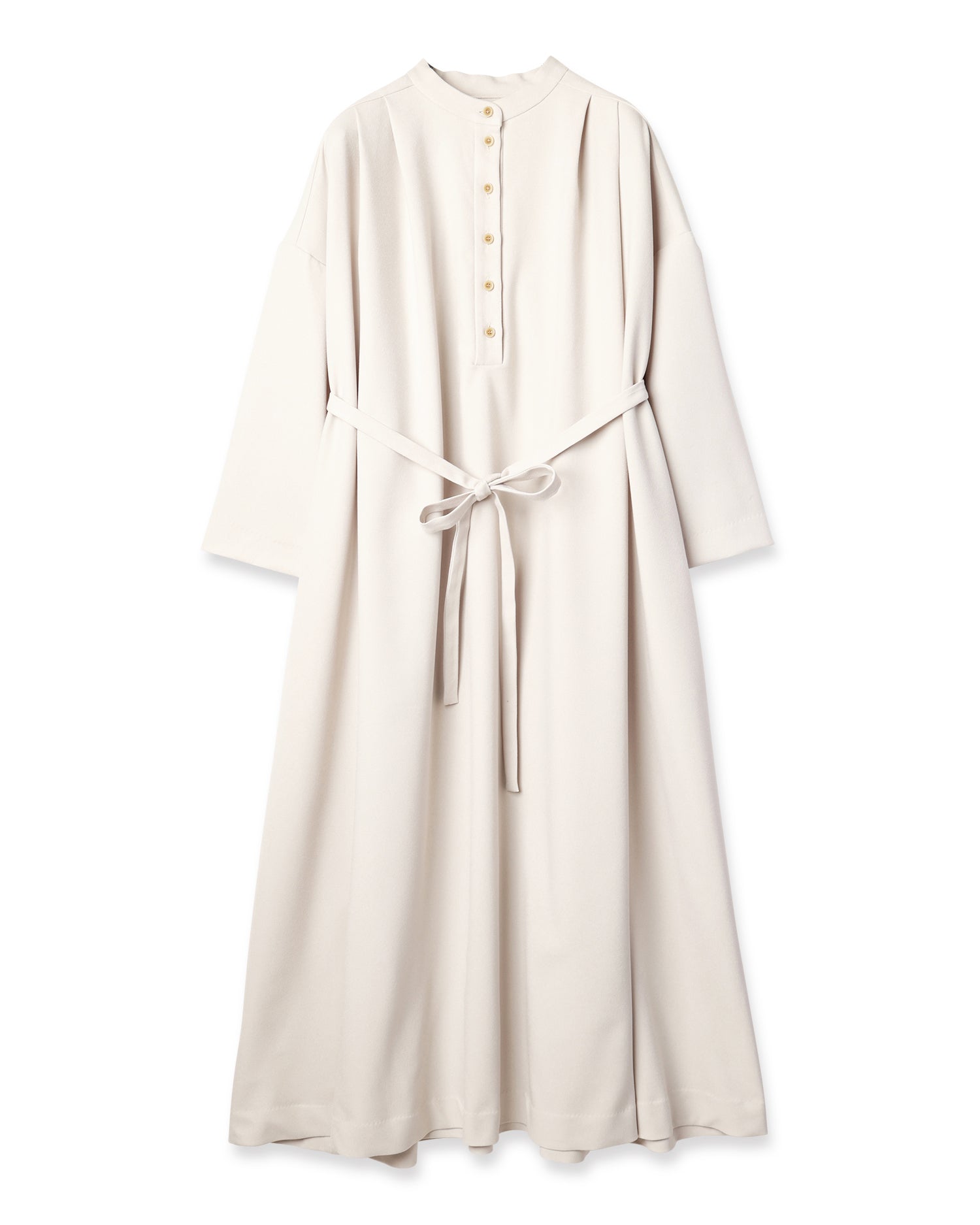 serge band collar dress ivory