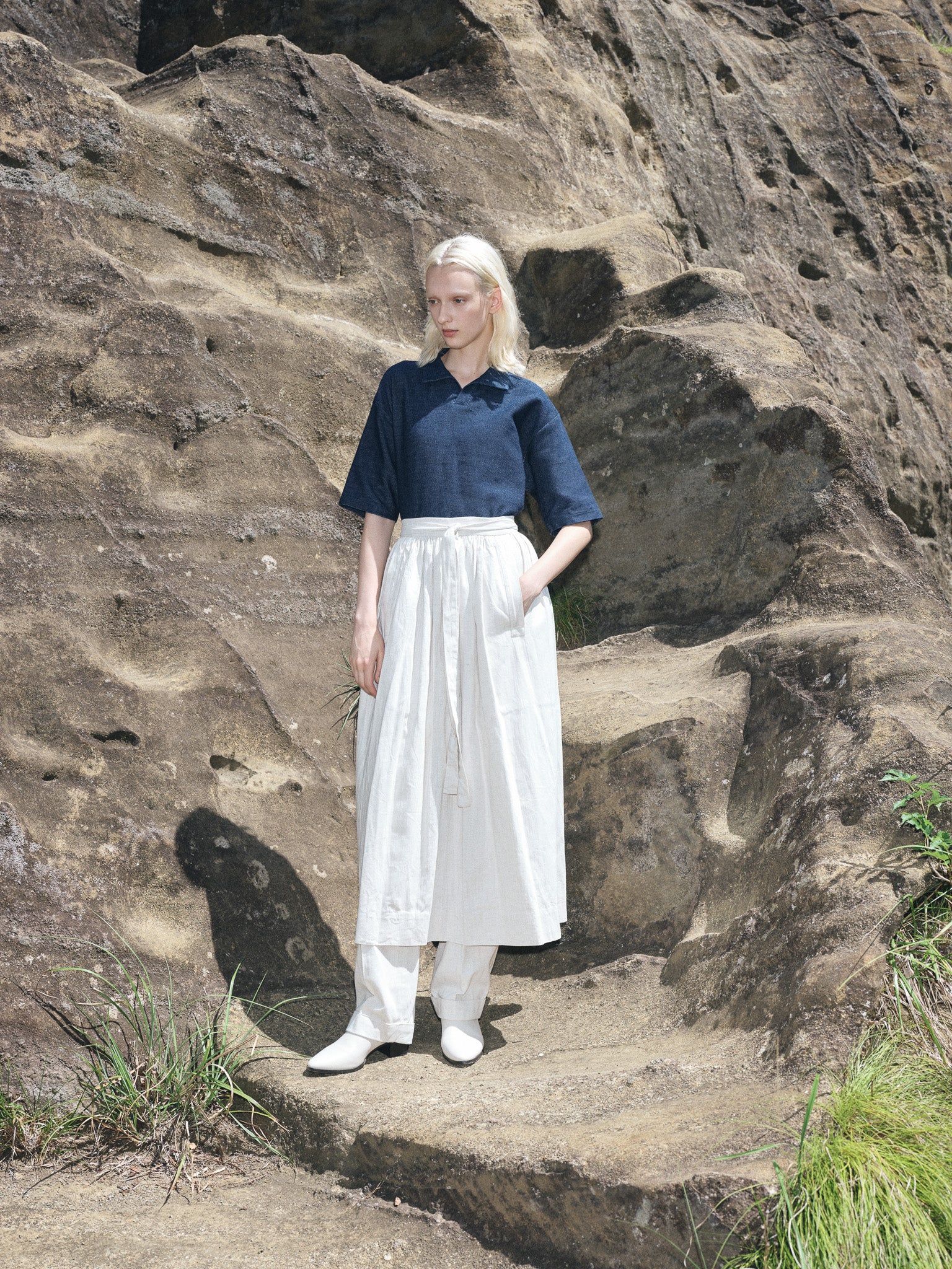 cotton linen apron skirt natural