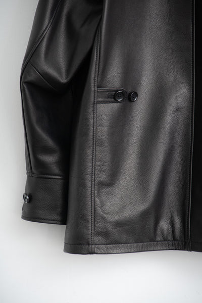 leather half coat with rex