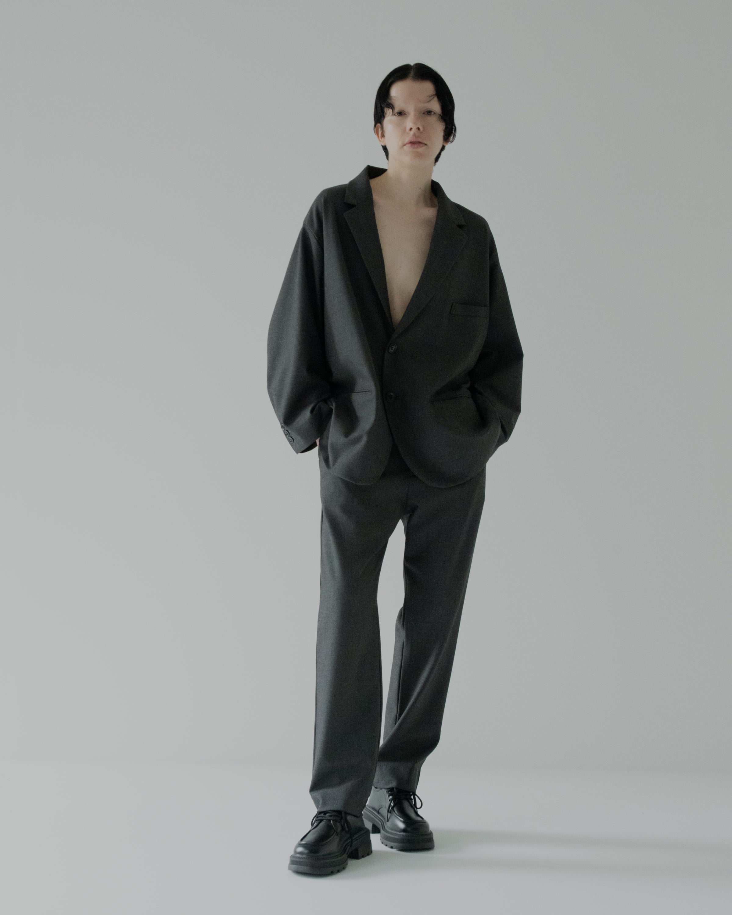 gabardine 2B jacket dark plaid