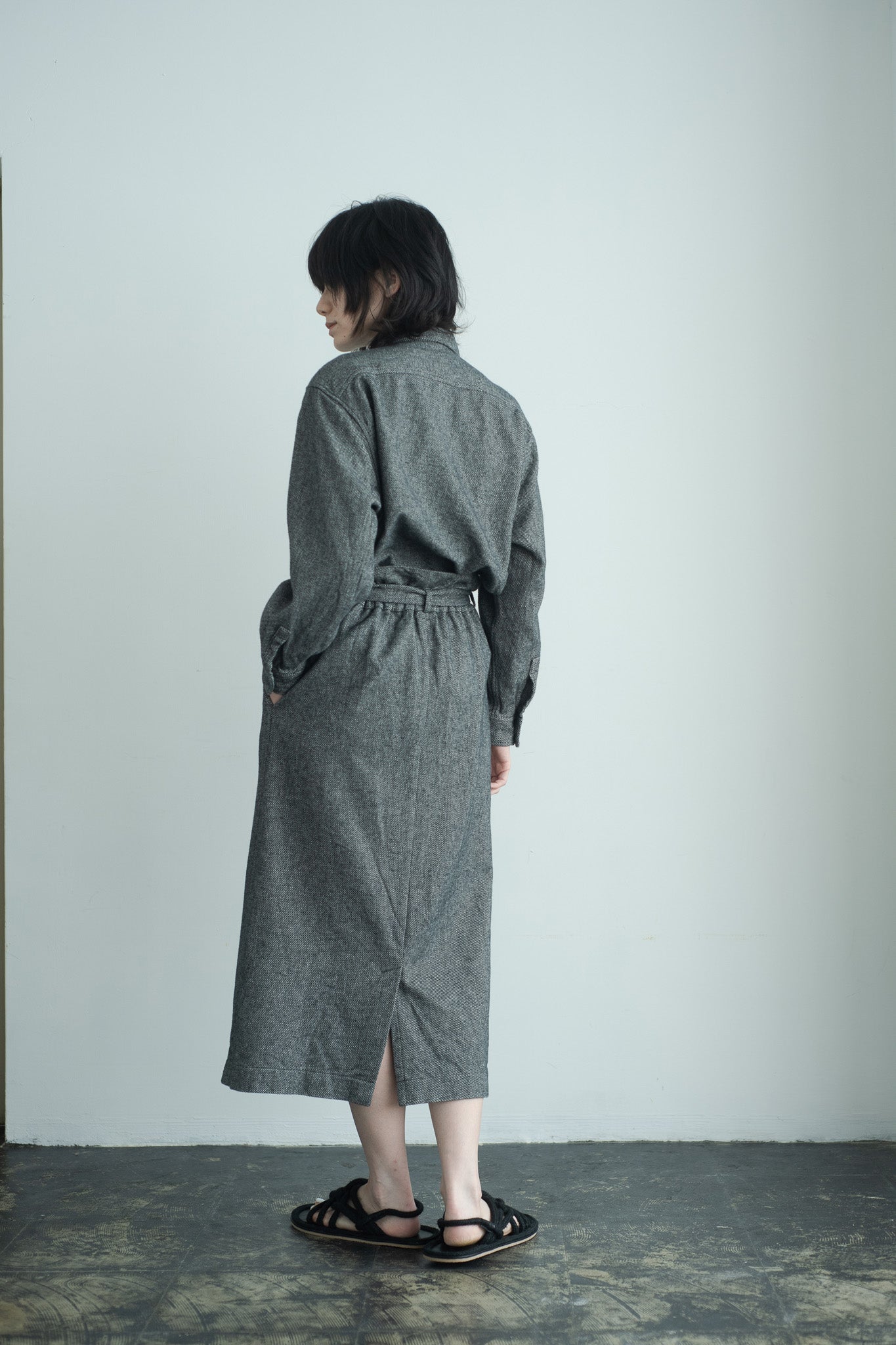 cotton tweed wrap skirt