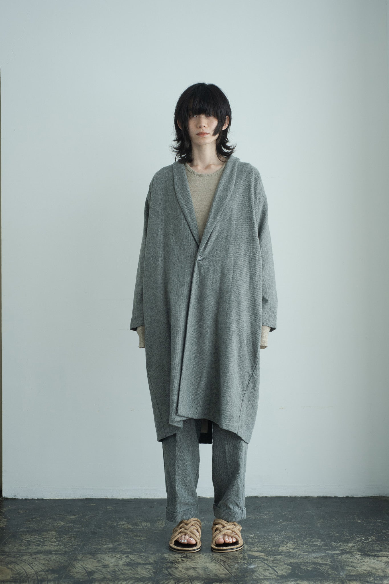 cotton tweed nomad coat sky gray