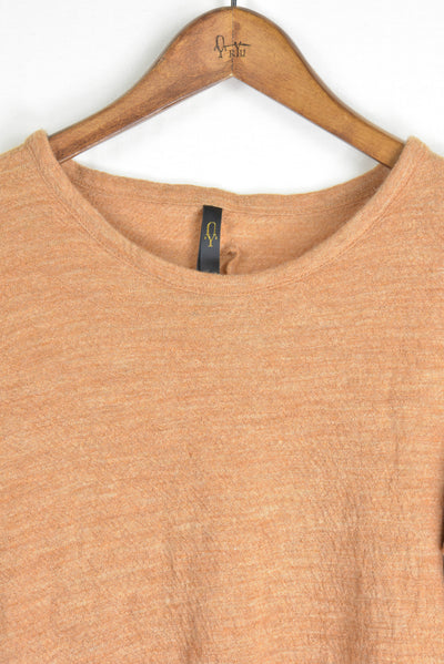 washable wool gauze r-neck knit