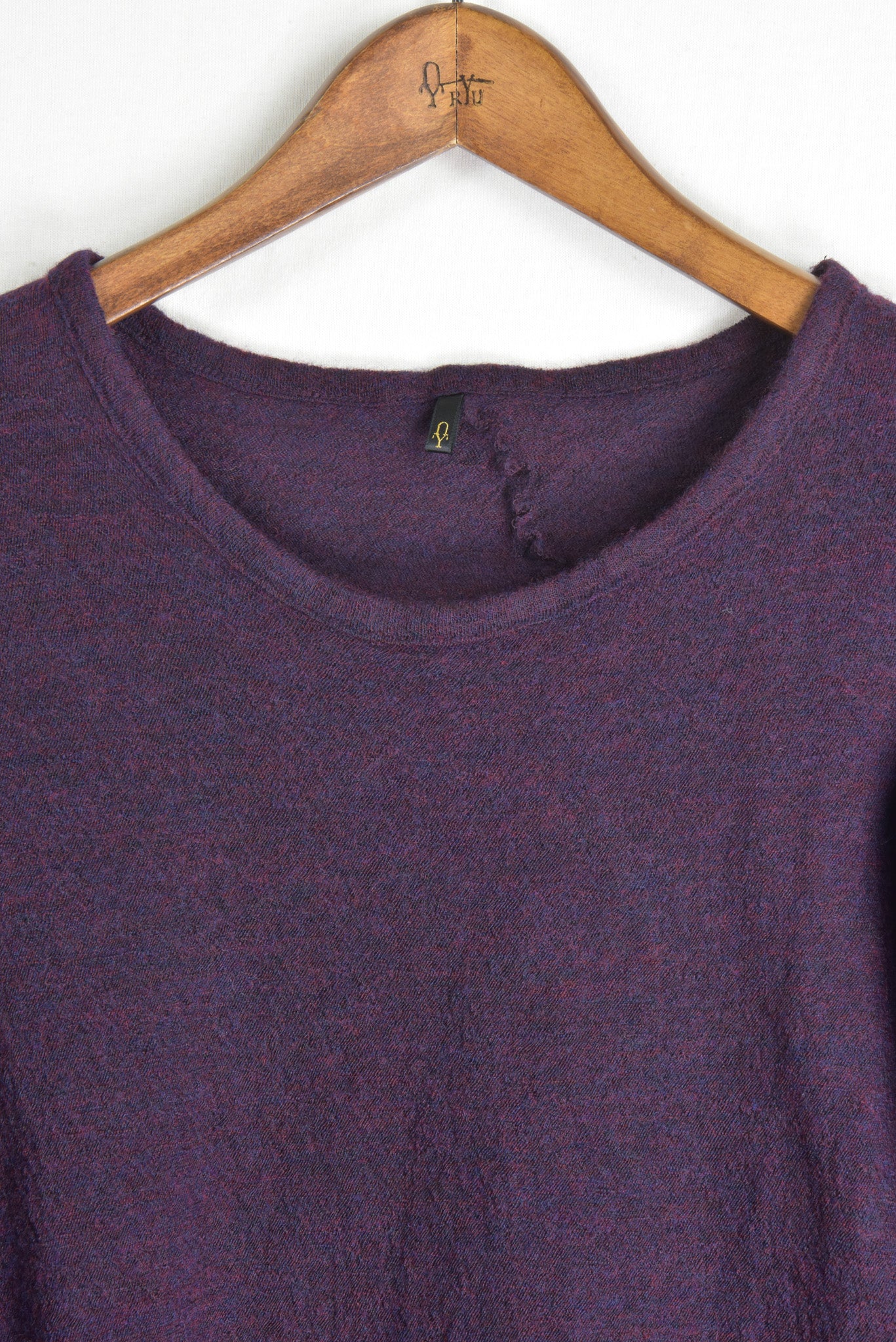 washable wool gauze r-neck knit bordeaux