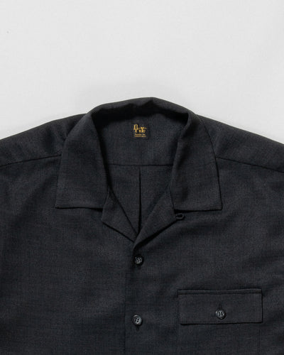 dry slub twill open collar half-sleeve shirt