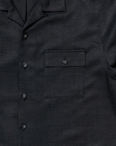 dry slub twill open collar half-sleeve shirt